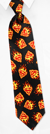 Superman Flame Logo Tie by DC Comics -  Black Polyester