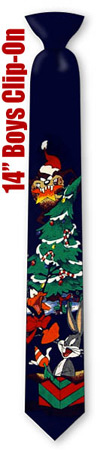 Holiday Happiness 14inch Boys CliponTie by Looney Tunes -  Navy blue Polyester