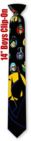 Batman Characters 14inch Boys CliponTie by DC Comics -  Black Polyester