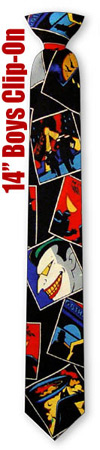 Batman Scenes 14inch Boys CliponTie by DC Comics -  Black Polyester
