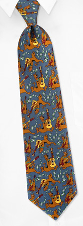 Scooby Doo Guitar Tie by Hanna-Barbera -  Teal Silk
