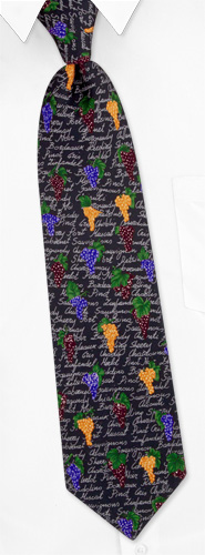 Wine Grapes Tie by Alynn Novelty -  Navy blue Silk