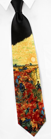 Vineyard - Van Gogh Tie by Museum Artifacts - Black Silk