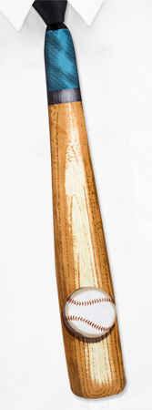 Baseball Bat & Ball Shaped Tie by Why-Knot -  Brown Polyester