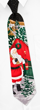 Santa Scene Tie by First Snow -  Black Silk