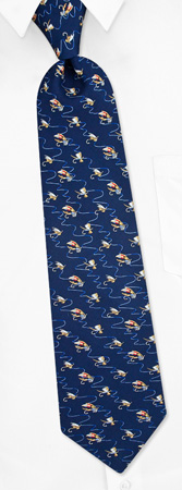 Fly Fishing Tie by Oliver Fitz Neckwear -  Navy blue Silk