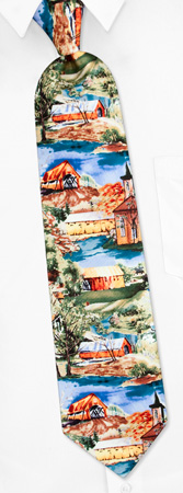 Covered Bridges Tie by Oak Hill Neckwear -  Multicolor Silk