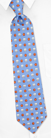 Basketball Stripe Tie by Oak Hill Neckwear -  Light blue Silk