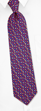 Fall Leaves Tie by Oliver Fitz Neckwear -  Navy blue Silk