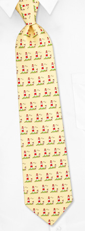 Lighthouse Scene Tie by Oak Hill Neckwear -  Yellow Silk
