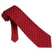 Crimson with Gold Dots red silk Tie