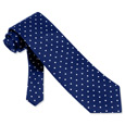 Navy with White Dots navy blue silk Extra Long Tie