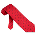 Red with Navy Dots red silk Extra Long Tie