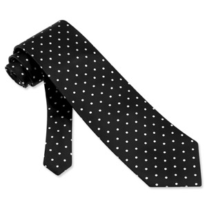 Black with White Dots black silk Extra Long Tie