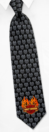 HD Tonal Flame Tie by Harley Davidson -  Black Silk