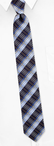 Mixed Media Plaid Tie by Calvin Klein -  Navy blue Silk