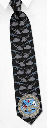 Army Crest Tie by Wild Ties -  Black Silk