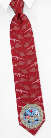 Army Crest Tie by Wild Ties -  Red Silk