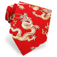 Chinese Dragon Tie by Wild Ties -  Red Silk