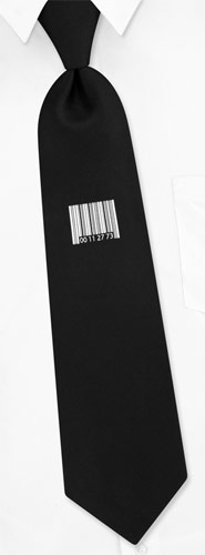 Bar Code Extra Long Tie by Wild Ties -  Black Silk