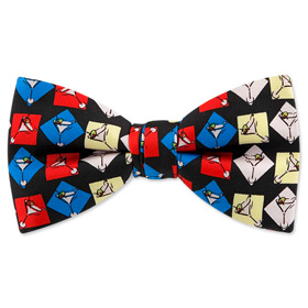 Retro Martini Pretied Bowtie by Wild Ties - Black Silk