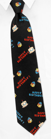 Happy Birthday Toss Tie by Umo Lorenzo - Black Polyester