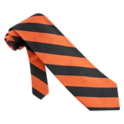Orange and Black Stripe orange silk Tie