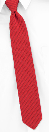 Contemporary Stripe Knit Tie by Umo Lorenzo -  Red Polyester