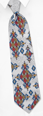 Checker Board Tie by Electric Neckwear -  Silver Silk