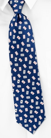 Playing Card Repeat Tie by Tango - Max Raab -  Navy blue Silk