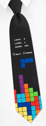 Tetris Tie by Game Tie -  Black Microfiber