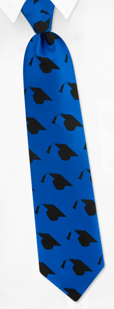 Graduation Caps Tie by The American Necktie Co - Blue Microfiber