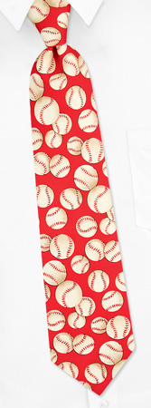 Baseballs Tie by The American Necktie Co -  Red Microfiber