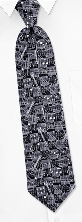 And the Band Played On Tie by The American Necktie Co -  Black Microfiber