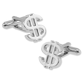Dollar Signs Cufflink by Umo Lorenzo -  Silver Metal