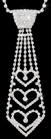 Mini Heart 5.75 inch Crystal Necktie Tie by Rabella -  Clear Rhinestone