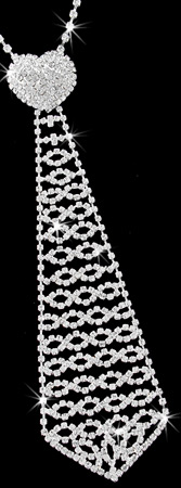 Braided 8.5 inch Crystal Necktie Tie by Rabella -  Clear Rhinestone