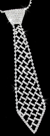 Slant 8.5 inch Crystal Necktie Tie by Rabella -  Clear Rhinestone