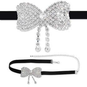 Crystal Bowtie Choker Ladies Bowtie by Rabella -  Clear Rhinestone